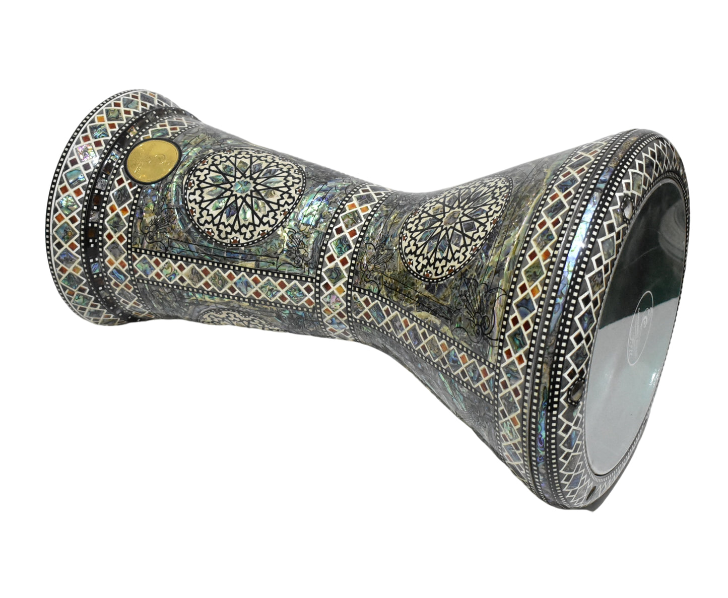 Gawharet El Fan Sombaty 18.5/19 inch Drum Darbuka Doumbek Tabla Blue mother of pearl (The Green Sun)