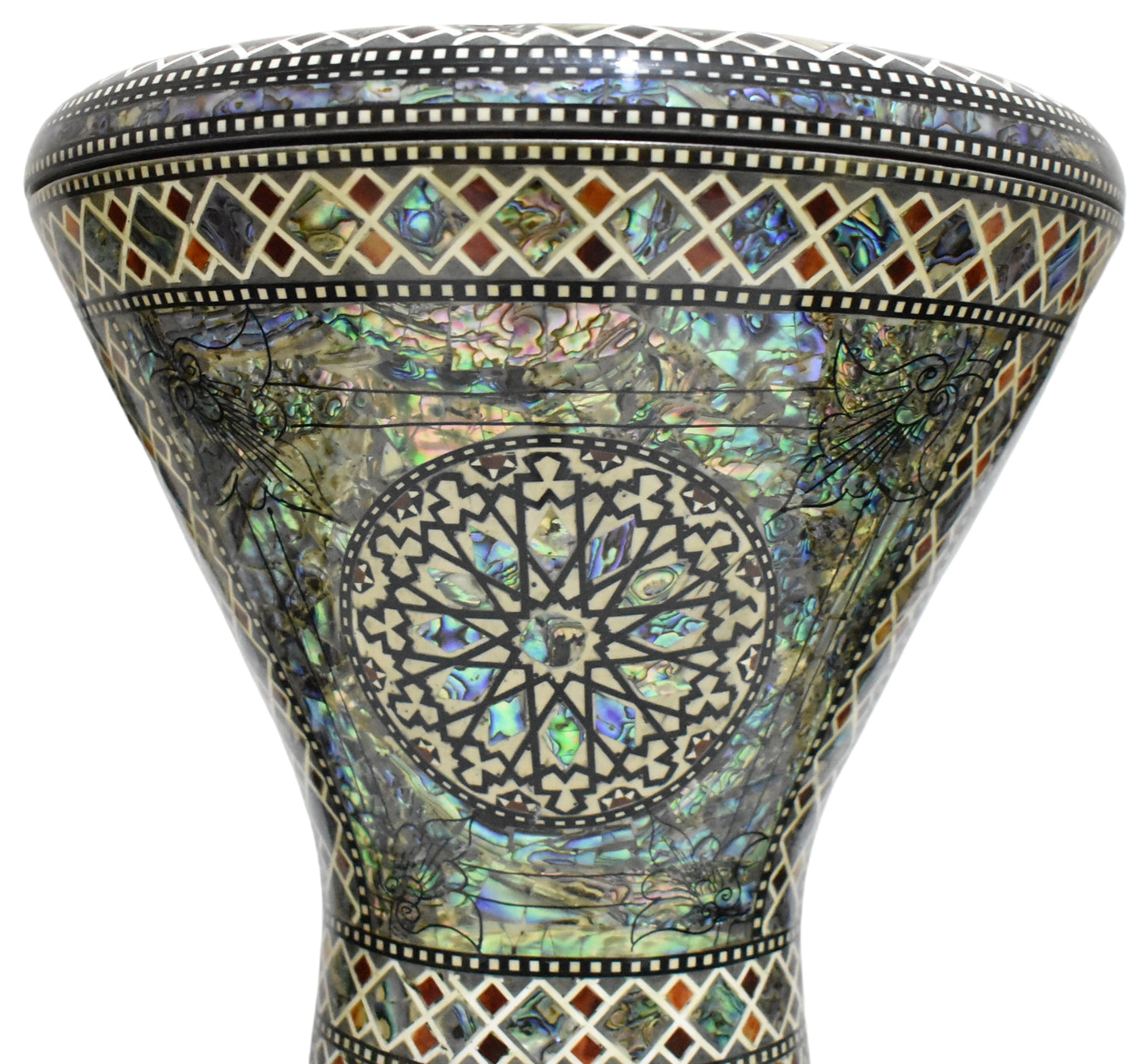 Gawharet El Fan Sombaty 18.5/19 inch Drum Darbuka Doumbek Tabla Blue mother of pearl (The Green Sun)