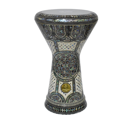 Gawharet El Fan Sombaty 18.5/19 inch Drum Darbuka Doumbek Tabla Blue mother of pearl (White Shield)