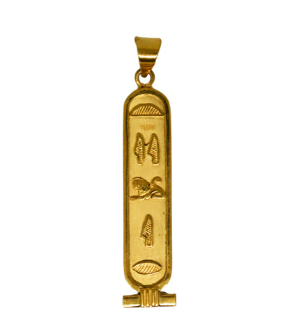 Customize Personalized Cartouche Double side ( 2 Sided ) 14K gold Pendant Translate into ancient Egyptian Hieroglyphs Handmade in Egypt