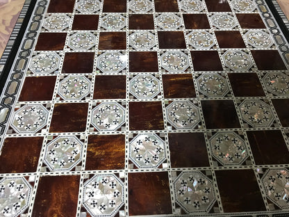 Chess Board Beech Wood Inlaid Mother of Pearl Egyptian Handmade (16.8 inch m05)