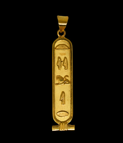 Customize Personalized Cartouche Double side ( 2 Sided ) 14K gold Pendant Translate into ancient Egyptian Hieroglyphs Handmade in Egypt