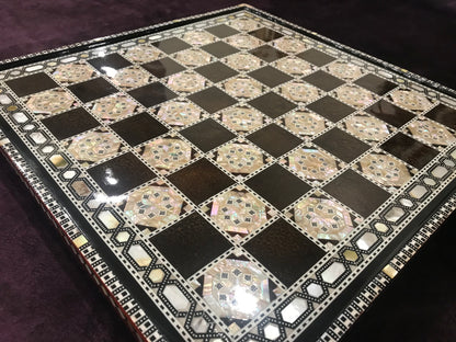 Chess Board Beech Wood Inlaid Mother of Pearl Egyptian Handmade (16.8 inch m05)