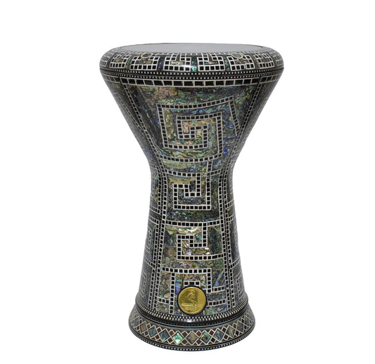 Gawharet El Fan Sombaty 18.5/19 inch Drum Darbuka Doumbek Tabla Blue mother of pearl (Green Maze )