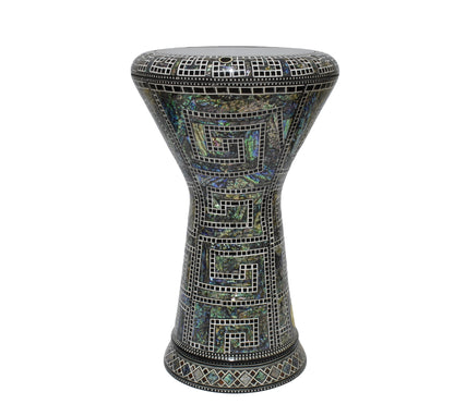 Gawharet El Fan Sombaty 18.5/19 inch Drum Darbuka Doumbek Tabla Blue mother of pearl (Green Maze )