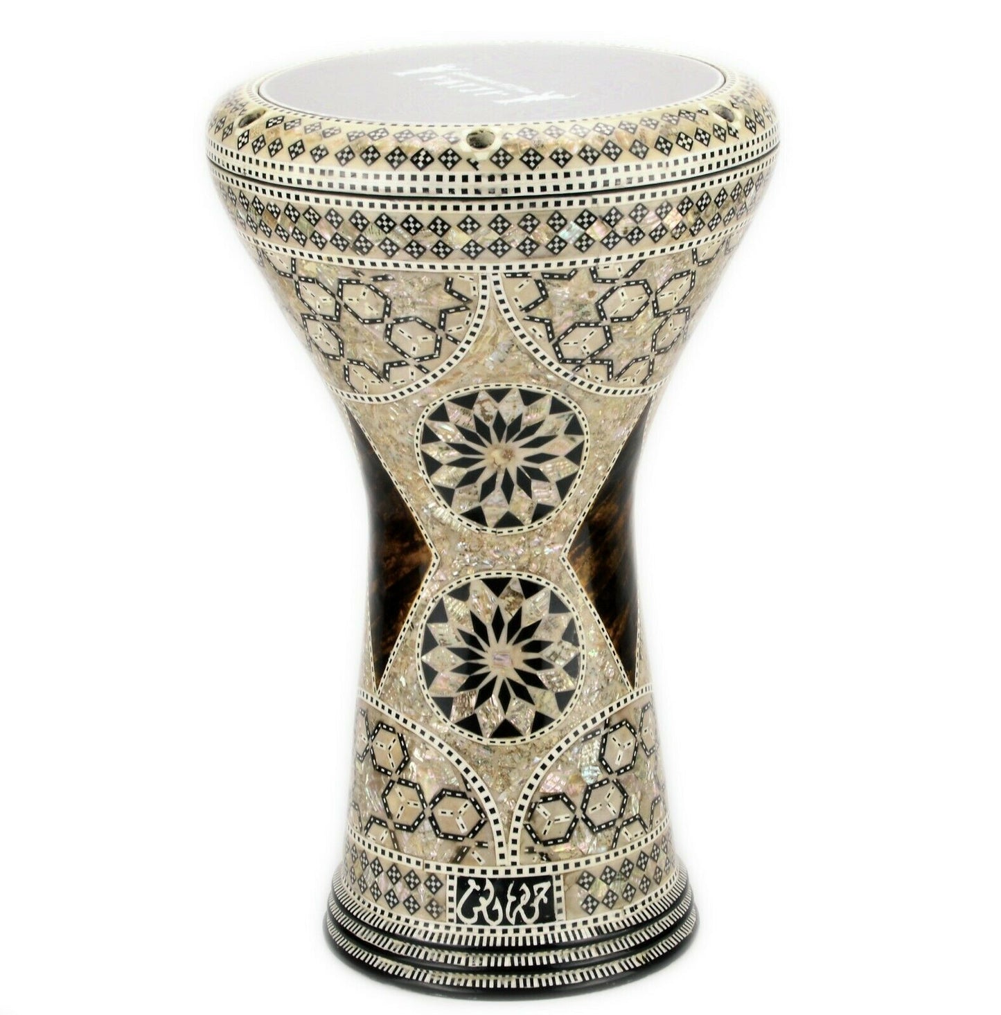 Gawharet El Fan Classic 17/17.5 inch Drum Darbuka Doumbek Tabla Mother of Pearl (Brown Star)