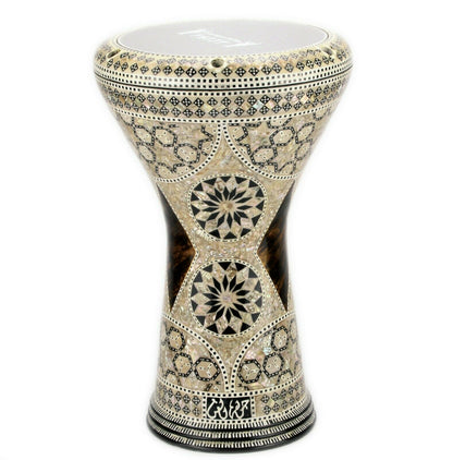 Gawharet El Fan Classic 17/17.5 inch Drum Darbuka Doumbek Tabla Mother of Pearl (Brown Star)