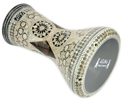 Gawharet El Fan Classic 17/17.5 inch Drum Darbuka Doumbek Tabla Mother of Pearl (Brown Star)