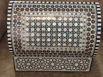 Wood Jewelry Box Inlaid mother of Pearl Egyptian Handmade (11" x 7.2" x 5.2" inch)