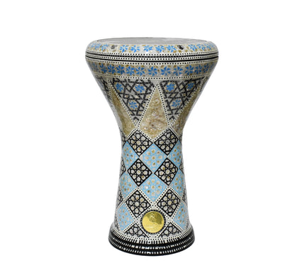 Gawharet El Fan Classic 17/17.5 inch Drum Darbuka Doumbek Tabla Mother of Pearl (Blue wind)