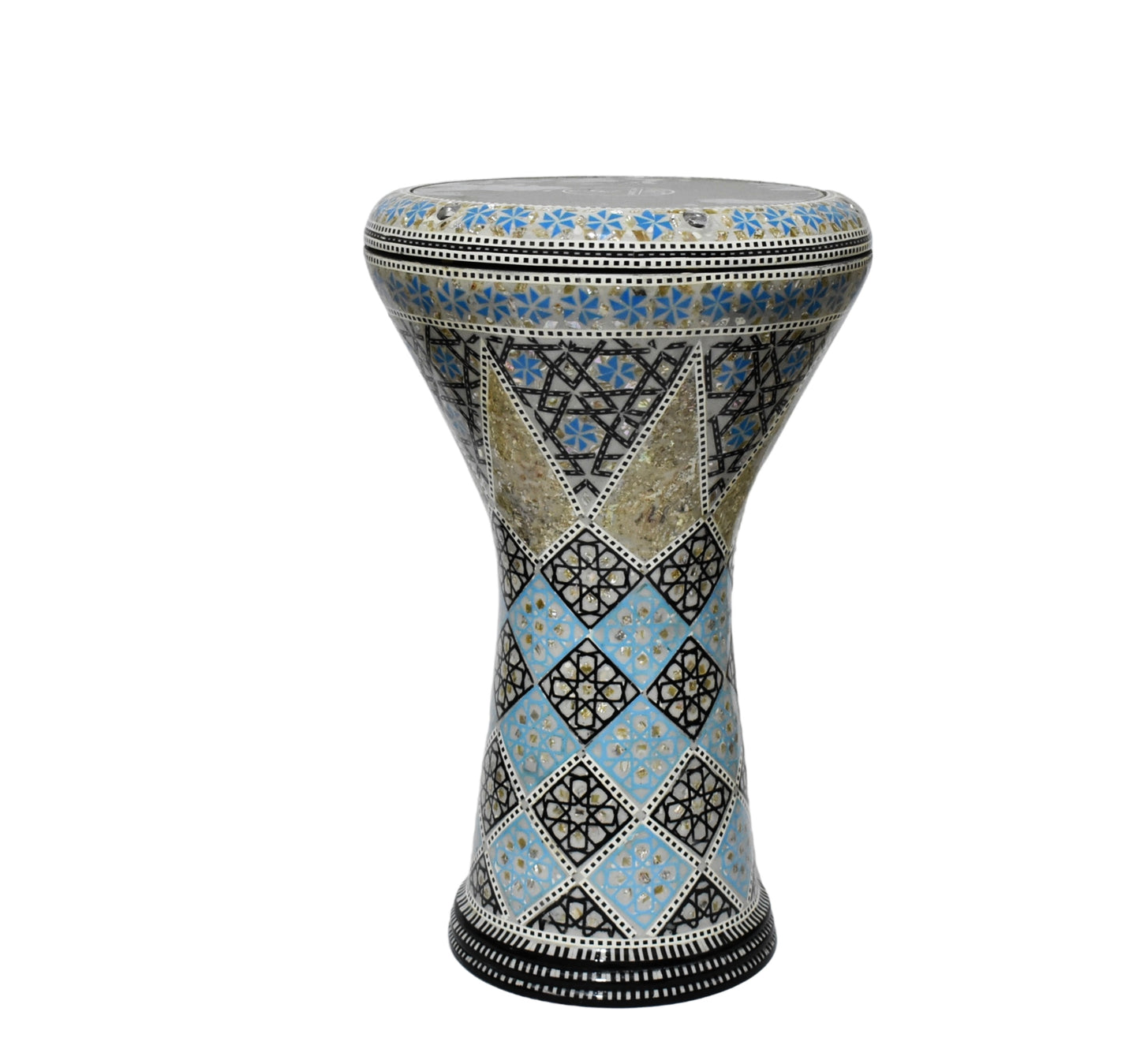 Gawharet El Fan Classic 17/17.5 inch Drum Darbuka Doumbek Tabla Mother of Pearl (Blue wind)