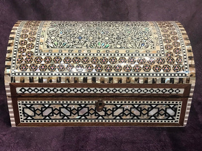 Wood Jewelry Box Inlaid mother of Pearl Egyptian Handmade (11" x 7.2" x 5.2" inch)